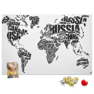 Nástěnka do dětského pokoje Typografická mapa kontinentů