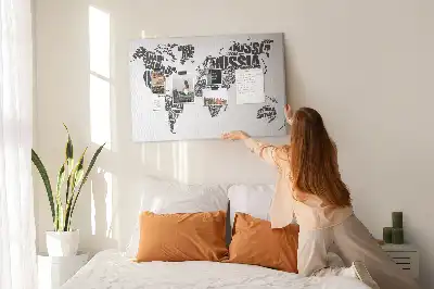 Nástěnka do dětského pokoje Typografická mapa kontinentů