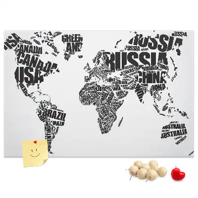 Nástěnka do dětského pokoje Typografická mapa kontinentů