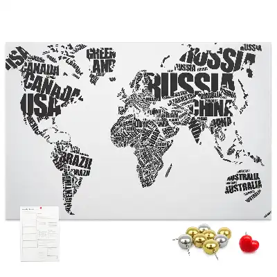 Nástěnka do dětského pokoje Typografická mapa kontinentů