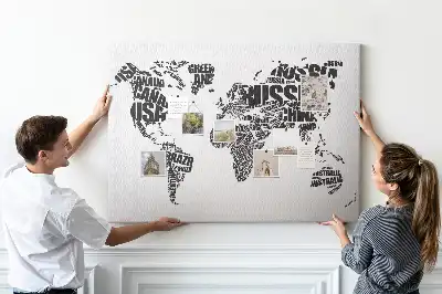 Nástěnka do dětského pokoje Typografická mapa kontinentů