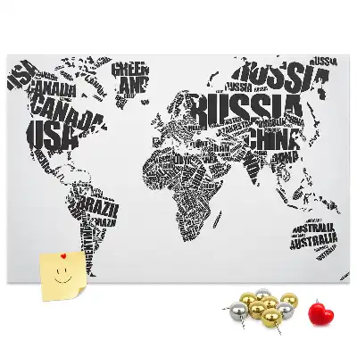 Nástěnka do dětského pokoje Typografická mapa kontinentů