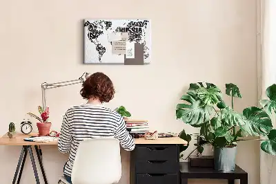 Nástěnka do dětského pokoje Typografická mapa kontinentů