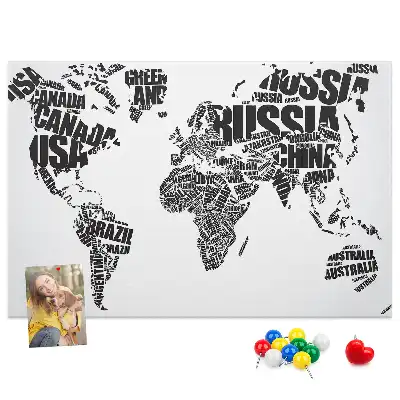 Nástěnka do dětského pokoje Typografická mapa kontinentů