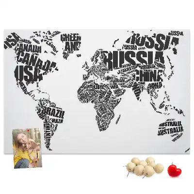 Nástěnka do dětského pokoje Typografická mapa kontinentů