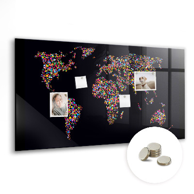 Magnetická tabule Mapa světa z teček