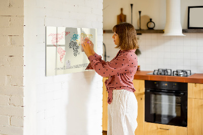 Popisovatelná magnetická tabule Písmenková mapa světa