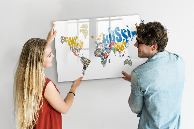 Popisovatelná magnetická tabule Textová mapa světa