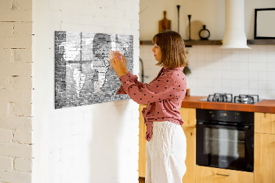 Popisovatelná magnetická tabule Mapa světa na cihlách