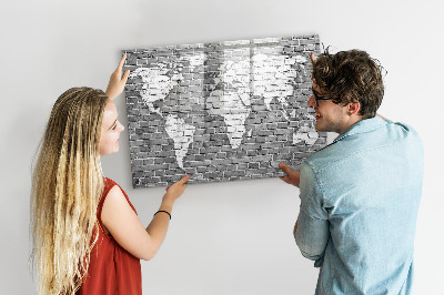 Popisovatelná magnetická tabule Mapa světa na cihlách