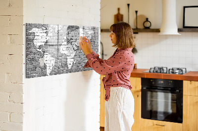 Popisovatelná magnetická tabule Mapa světa na cihlách