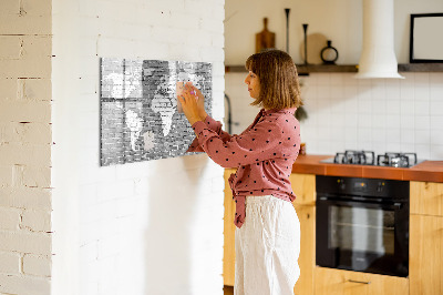 Popisovatelná magnetická tabule Mapa světa na cihlách