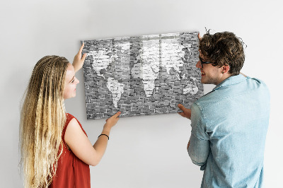 Popisovatelná magnetická tabule Mapa světa na cihlách