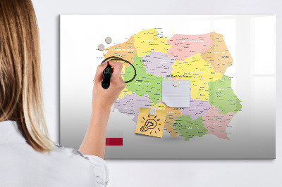 Popisovatelná magnetická tabule Mapa Polska