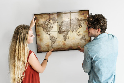 Popisovatelná magnetická tabule Stará mapa světa