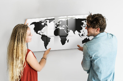 Magnetická psací tabule Černá mapa světa