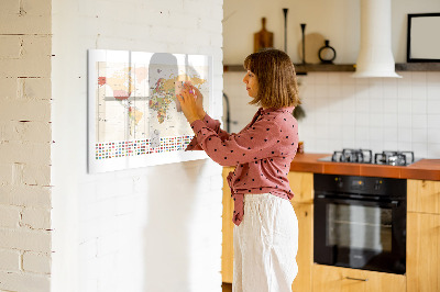 Popisovatelná magnetická tabule Projekt mapy světa