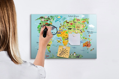 Magnetická kreslící tabule pro děti Mapa světa se zvířaty