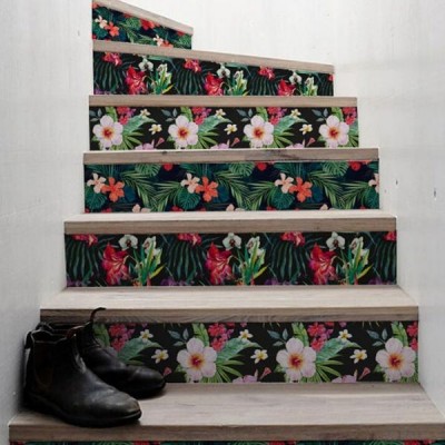 Samolepky na schody s květinami 